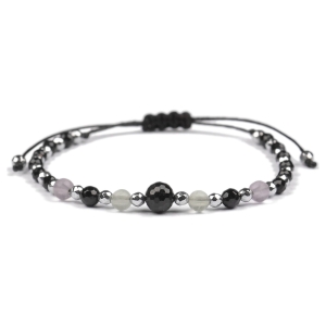 Bransoletka celebrytka czarny TURMALIN FLUORYT HEMATYT ochrona i spokój